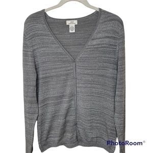 Brooks Brothers 346 Silk Blend Gray Silver Metallic Cardigan M‎